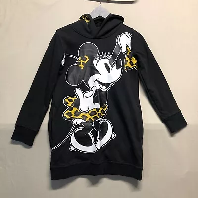 Buy Disney Hoodie Women Small Fits UK 8 10 Black Minnie Mouse Leopard Print Pullover • 12.29£