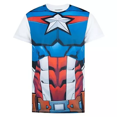 Buy Captain America Mens Costume T-Shirt NS5253 • 14.39£