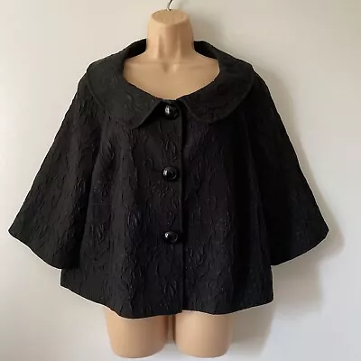 Buy Wallis Women’s Jacket Black Cape Style Short Button Lined Ladies UK Size 14 • 14.99£