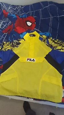 Buy Fila 1/4 Zip Pullover Yellow Blue Track Windbreaker Jacket Retro Vintage (Large) • 14.99£