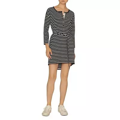 Buy Sanctuary Womens Sullivan B/W Striped Henley T-Shirt Dress XXS  0121 • 3.94£