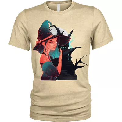 Buy Witch Girl T-Shirt Haunted House Halloween Unisex Mens • 10.95£