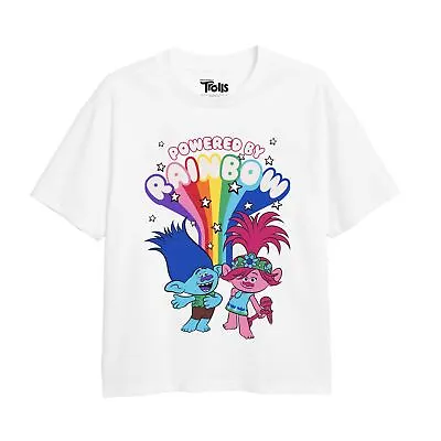 Buy Trolls Girls T-Shirt Powered By Rainbow Top Tee 3-10 Years Official • 11.99£