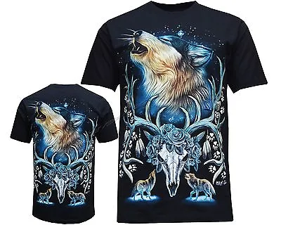 Buy New Wolf Wolves Antlers Eagle Native American T- Shirt Front & Back Print M-3XL • 10.99£
