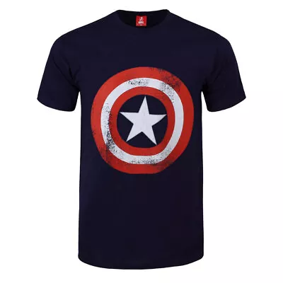 Buy Captain America T-Shirt Shield Marvel Comics Official New Navy • 13.95£