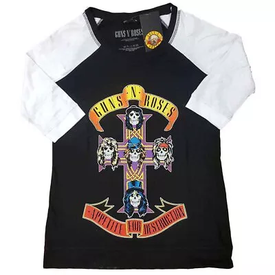 Buy Guns N' Roses - Ladies - Medium - Raglan Sleeves Three Quarter Sleeve - J500z • 11.59£