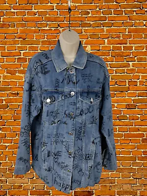 Buy Womens Stradivarius Uk Medium Blue Denim Shirt Shacket Coat Jacket Mickey Disney • 11.99£