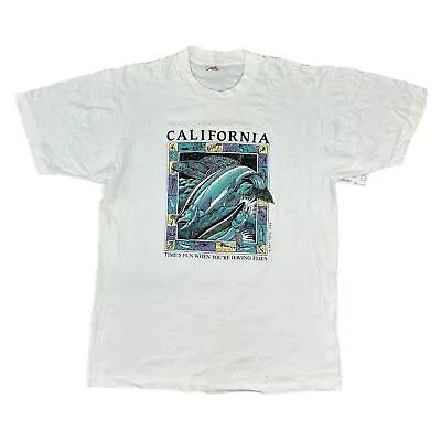Buy California Graphic Print T-Shirt Single Stitch Ray Troll 89 USA White Mens Large • 29.99£