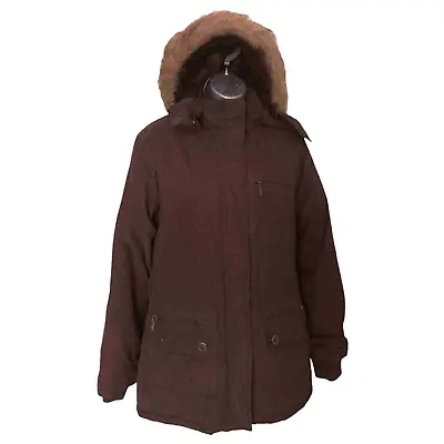 Buy DOROTHY PERKINS Padded Jacket Size 10 Brown Faux Fur Detachable Hood Vintage 90s • 3.99£