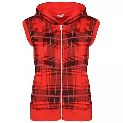 Buy Kids Girls Boys Plain Gilet Tartan Fleece Hoodie Zipper Sleeveless School Jacket • 11.99£
