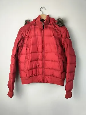 Buy Ralph Lauren Polo Jeans Red Down Filled Hooded Puffer Jacket Coat - Womens Small • 14.95£