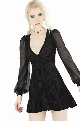 Buy Gothic Blackmilk Bat Witchy Romance Dress Vampire Lolita Goth Velvet Moon • 97.31£
