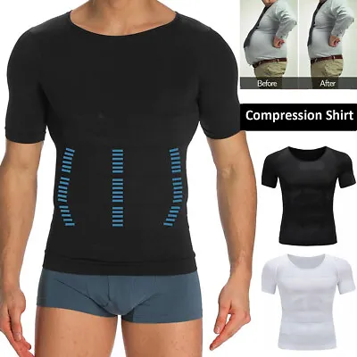 Buy Men's Slimming Body Shaper Vest Slim Chest Belly Waist Boobs Compression Shirt • 15.79£