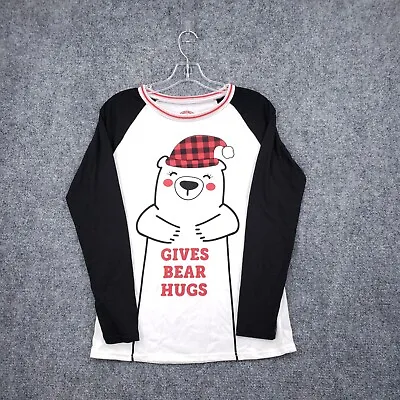 Buy Christmas Bear T Shirt Womens S Small Bear Hugs Festive Winter Long Sleeve Tee • 4.82£