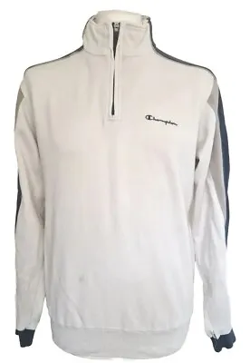 Buy Champion Track Jacket Mens Medium White Sports Apparel Pullover USA 1/4 Zip Logo • 1.49£