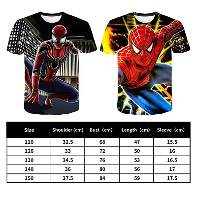 Buy Boys Kids Short Sleeve SpiderMan T-Shirt Tops Summer Holiday Cosplay Tee TShirt • 7.67£