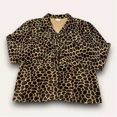Buy Vintage Giraffe Animal Print Fleece Jacket Victoria Morgan Sz 12 Mobwife Sleaze • 27.55£