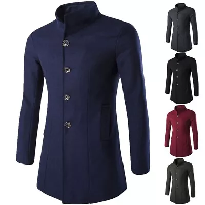Buy Jacket Coat Slim Fit Trench Coat Winter Warm Button Fomal For Winter Long Sleeve • 28.52£