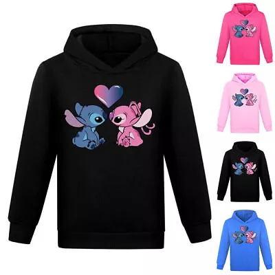 Buy Kids Girls Lilo & Stitch Hoodies Sweatshirt Hooded Casual Pullovers Tops Winter • 9.97£