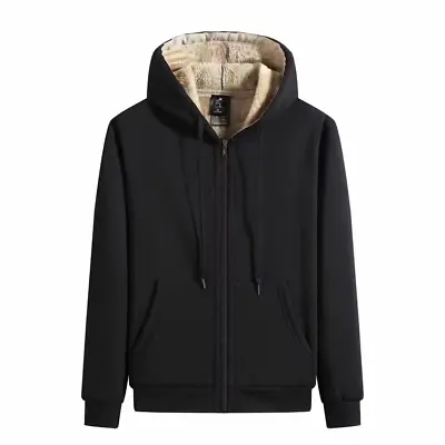 Buy New Mens Fleece Fur Bomber Hooded Jacket Coat Zip Warm Hoodie Sweatshirt S-8XL • 25.99£