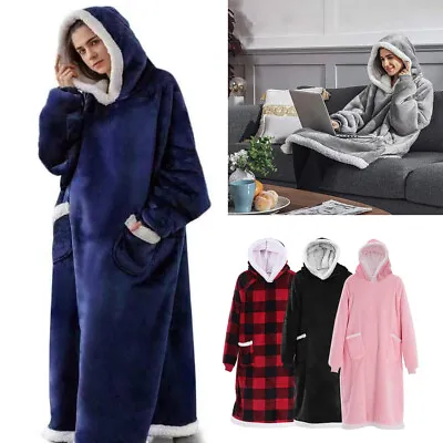 Buy Extra Long Hoodie Blanket Oversized Sherpa Fleece Giant Sweatshirt Men&Women UK • 11.95£