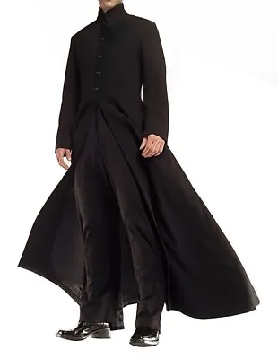 Buy Matrix Neo Cotton Coat Keanu Reeves Black Cotton Trench Gothic Jacket • 90.54£