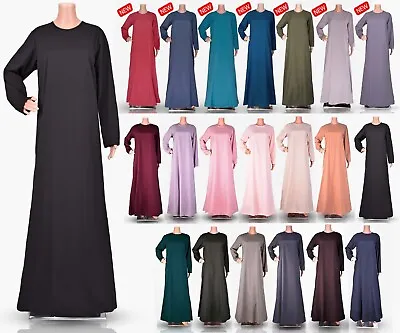 Buy Womens Plain Abaya Modest Dress Burqa Kaftan Farasha Jilbab Ladies Maxi Dress • 14.99£
