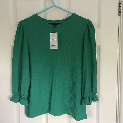 Buy Next Green Volume Sleeve Top - Size 14 Petite - BNWT £22 • 14.95£