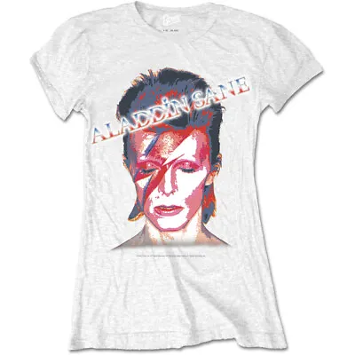 Buy David Bowie Aladdin Sane White Womens Fitted T-Shirt OFFICIAL • 15.19£