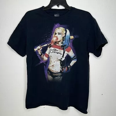Buy Harley Quinn T-Shirt Womens Large Daddys Little Monster Neon Bubble Black Top • 16.09£