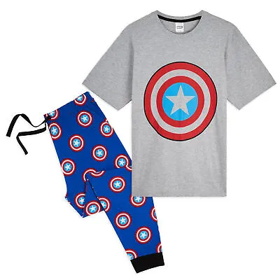 Buy Marvel Captain America Shield Pyjamas 2 Piece Set For Men • 14.49£