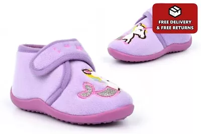 Buy Girls Slippers Kids Slippers Bootie Slippers Mermaid Unicorn Slippers Lilac Size • 10.17£
