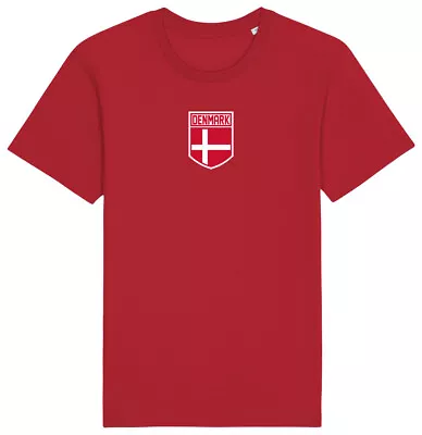 Buy Denmark Flag Badge T-Shirt 2024, Adults Kids Baby Family, Football Euro Shipping • 8.99£