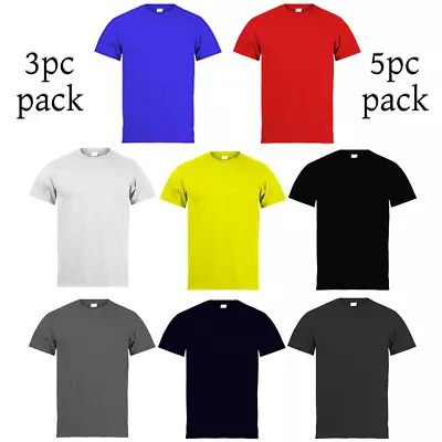 Buy Mens Heavy Blend Plain T-Shirt 100% Cotton High Quality Short Sleeve 3 Pk 5 Pack • 10.99£