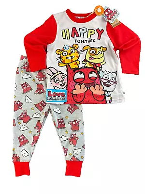 Buy Love Monster 12-18 Months Organic Cotton Boys Girls Unisex Red And White Pyjamas • 8.25£