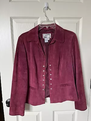 Buy Deep Burgundy Suede Leather Jacket • 12.06£