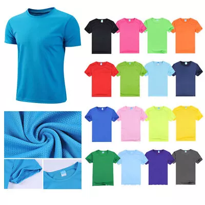 Buy Men's Dry Fit T-Shirts Athletic Running Gym Top Sport Performance Tees • 4.59£