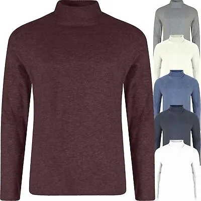 Buy Mens Roll Funnel Neck Long Sleeve Cotton Top Polo T-Shirt Baselayer Turtle Neck • 9.99£