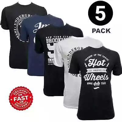 Buy Mens Plain T-Shirts Multipack 5 Pack 100% Cotton Blank Short Sleeve New Tee Gym • 24.99£