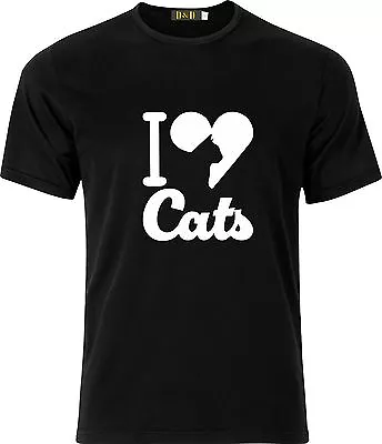 Buy I Love Cats Funny Humour  100% Cotton  T Shirt • 9.44£