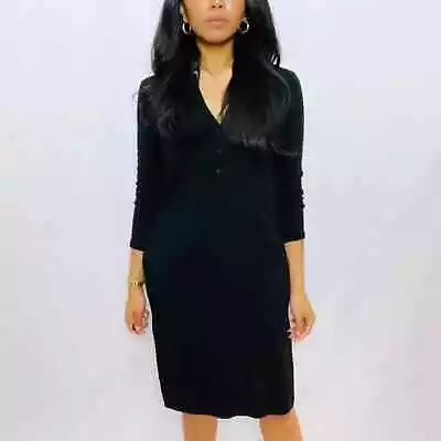 Buy Anine Bing | Black 3/4 Sleeve Shift Shirt Mini Dress With Side Slits • 132.60£