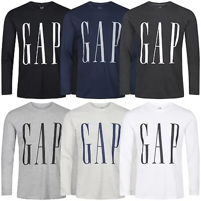 Buy Mens GAP T-Shirt Long Sleeve Round Crew Neck 100% Cotton Printed Tee Plain Top • 9.99£