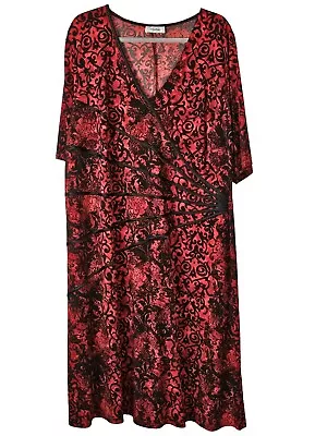 Buy Dressbarn Plus Size Red And Black Gothic Style Short Sleeve Stretch Dress Sz 24 • 17.91£