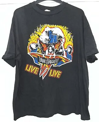 Buy Vintage 80s Van Halen Live Live Tour T-Shirt, Black, Size Medium / Single Stitch • 99.99£
