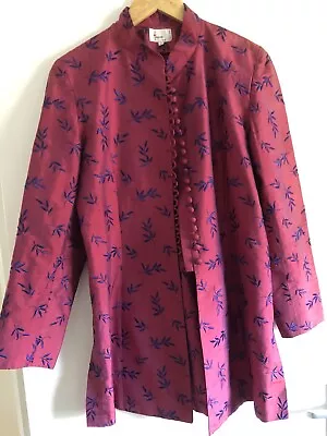 Buy Alouette Burgundy Embroidered Occasion Satin Jacket Size 12/14 • 5.50£
