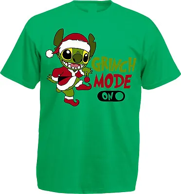 Buy Disney Stitch Grinch Mode On Christmas T-Shirt,Unisex Adults Tee Top • 10.99£