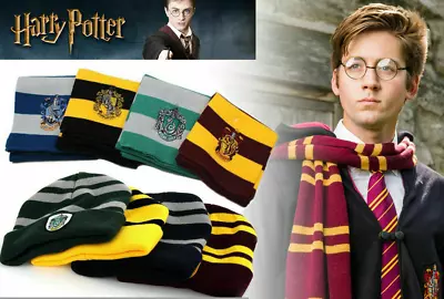 Buy Harry Potter Hat And Scarf Sets - Gryffindor Slytherin Ravenclaw Hufflepuff • 4.99£