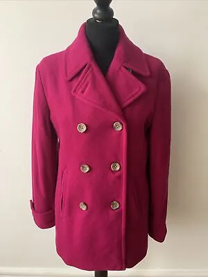 Buy LANDS END Double Breasted Purple Pea Coat Fits UK Size 10 • 24£