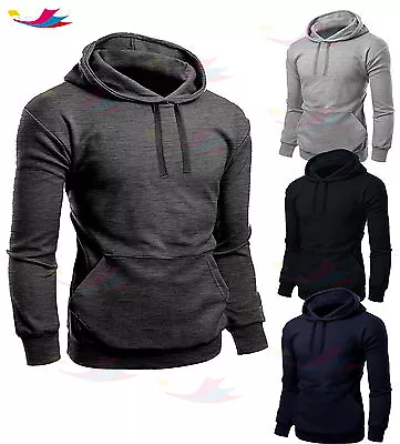Buy Mens Plain Hoodie Sweat Shirt Casual Men Work Wear Top Pullover Hoody 2XL - 5XL • 10.95£