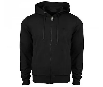 Buy PLAIN BLACK COTTON ZIP UP HOODY Mens S-8XL Soft Flannel Innr Gents Hoodie Jacket • 16.99£